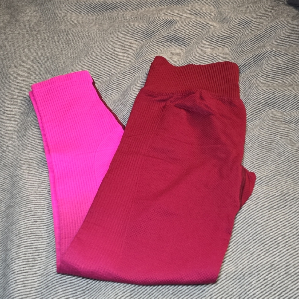 Women's PINK Brand Two-Tone Leggings - Pink and Red